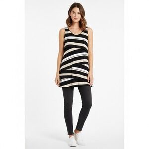 White House Black Market‎ Womens Size Small Striped Layered Tank Top Neutral